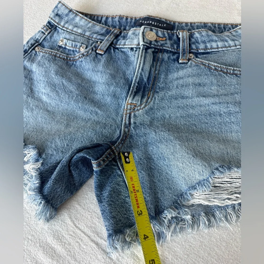 Aeropostale Light Blue Baggy Distressed Denim Jean Shorts